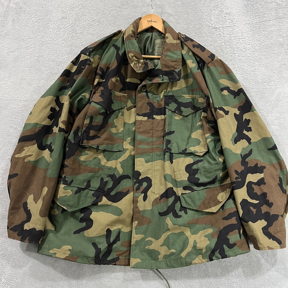 Military Field Jacket‎ Large Woodland Camo Cold Weather Coat & Liner Golden MFG